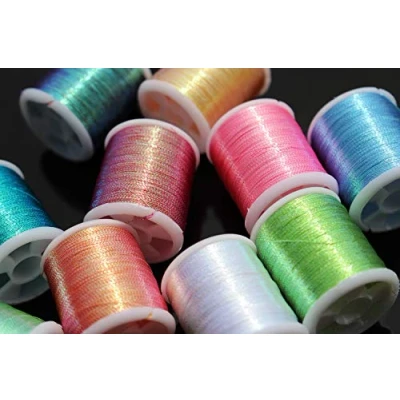 Image of Tigofly 10 pcs colors Pearl Glitter Tinsel 150D Thread 40 yards Fly Fishing Tying Line Materials