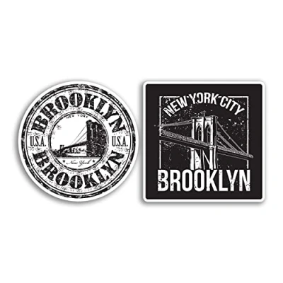 Image of 2 x 10cm New York Vinyl Stickers Brooklyn Travel United States USA City America Gift #78514