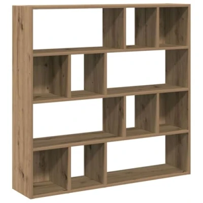 Image of vidaXL book cabinet/room divider artisan oak engineered wood bookshelf, modern freestanding bookcase with ample storage, versatile room for living and office 105x24x102 cm