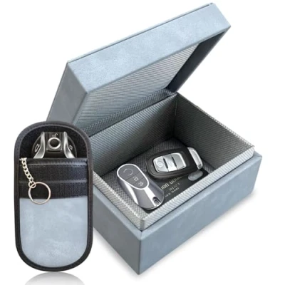 Image of Faraday Box for Car Keys &amp; Pouch Double Layer Signal Blocking Keyless Key Blocker and RFID Entry Safe Protector