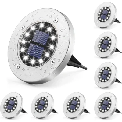 Image of GIGALUMI Solar Ground Lights 12LEDs 8PACK In Powered Pathway Outdoor Decking Landscape Lamp for Lawn Yard Pool Patio