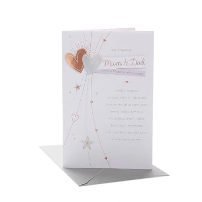 Image of Mum &amp; Dad Wedding Anniversary Card for Day Parents Hearfelt Message