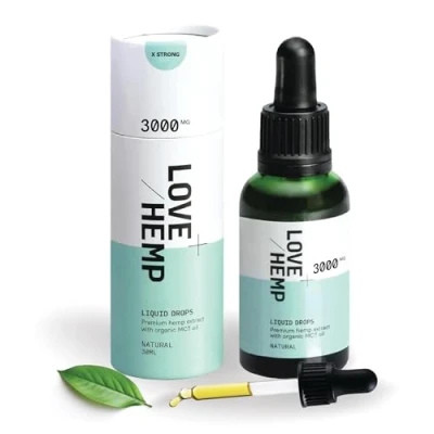 Image of Love Hemp Very High Strength Natural Flavour Oral Liquid Drops 30ml, 3000mg Premium with MCT Coconut Oil, Vegan &amp; Gluten Free 1 Bottle
