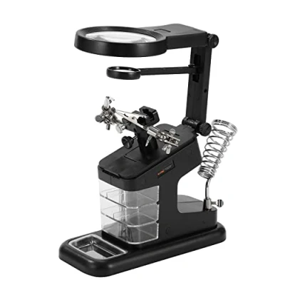 Image of KATSU Soldering Magnifying Glass with LED Lamp Third Helping Hands 3X 4.5X 25X Magnifier Holding Devices Alligator Clips for Assembly Repair Jewellery Craftwork 312109