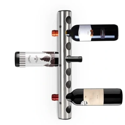 Image of Wine Bottle Rack for Wall Fixation,8 Bottles Holder,Wall Mounted Rack,Wine Organiser Storage Shelves Holder Stainless Steel Kitchen, Dining Room, Bar