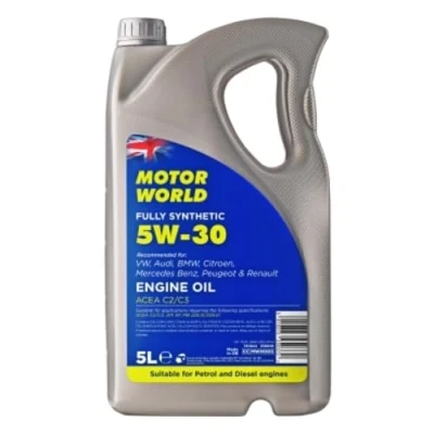 Image of MOTORWORLD Fully Synthetic C3 Engine Oil 5W 30 Advanced Full Motor for Petrol &amp; Diesel Engines, Low SAPS, ACEA API SP Approved 5L