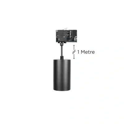 Image of Accentplus 100mm Dia 56mm GU10 Circuit Track Mounted Suspended Pendant Black Integral LED