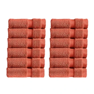 Image of Christy Chroma Face Cloths Set Pack of 12 Soft Velvety Smooth Bathroom Flannels Bold and Bright Body Wash 100% Cotton Burnt Sienna Red
