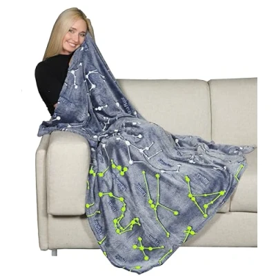 Image of Kanguru Glow in the Dark Stars Constellations, throw blanket, Blue, Polyester, Individual