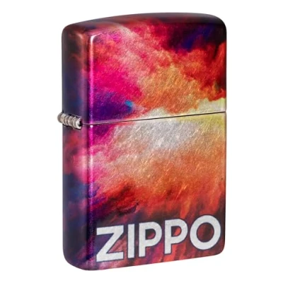 Image of Zippo Windproof Lighter Tie Dye Design Tumbled Chrome Refillable for Lifetime Use Gift Box Metal Construction Made in USA, Multicolor, One Size