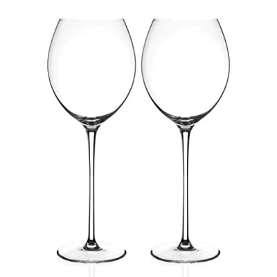 Image of DIAMANTE Red Wine Glasses Pair &#039;Elegance&#039; Collection Undecorated Crystal Set of 2