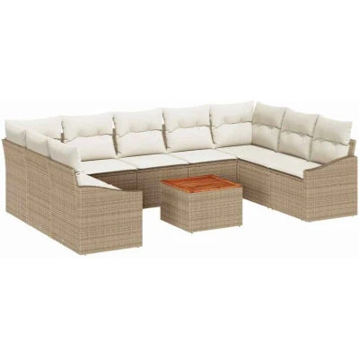 Image of vidaXL Garden Sofa Set 10 pcs Beige, white 55 x 37 cm
