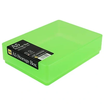 Image of WestonBoxes A5 Plastic Craft Storage Boxes with Lids for Art Supplies, Paper and Card 1.8 Litre Volume (Green, Pack of 10)