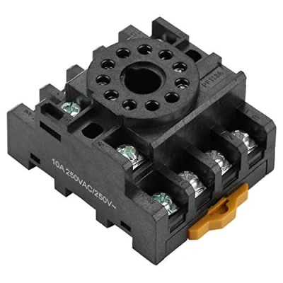 Image of PF113A 11 Pins Power Relay Base Socket Bolt and Rail Type Installation Round Screw Terminals Timer Holder for JQX 10F JTX 2C Time