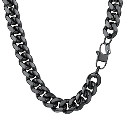 Image of PROSTEEL Curb Chain for Men 30inch Stainless Steel Necklace Black