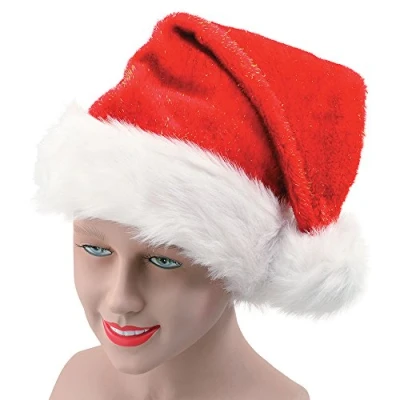 Image of Bristol Novelty BH293 Santa Plush Glitter Hat, Unisex Adult, Multi Colour, One Size