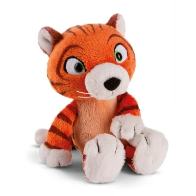 Image of NICI cuddly toy tiger Mandarina 25cm plush with glow in the dark eyes to cuddle and love, soft made from recycled materials 49790