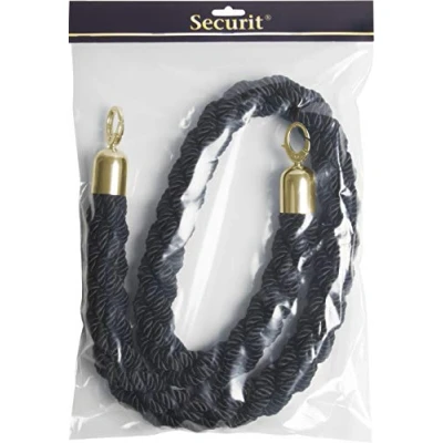 Image of Securit Classic Range Barrier System Black Rope Gold Ends