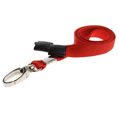 Image of ALG ID Cards® Breakaway Lanyard Plain Colour with Safety Red Neck Metal Clip for Pass Card Badge Holders (Red Lanyard)