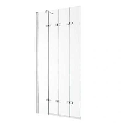 Image of Milano Portland 1400mm x 800mm Chrome Shower Bath Folding Glass Screen