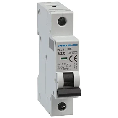 Image of PRO ELEC PELB1188 20A Single Pole MCB, B Curve, 6kA