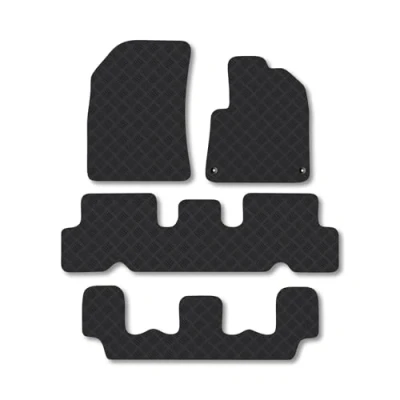 Image of Rubber Car Mats Compatible with Citroen C4 Grand Picasso (2013 2015) Tailored Fit Floor Set Accessory Black Custom 4 Pieces Clips Anti Slip Backing, Heavy Duty &amp; Waterproof