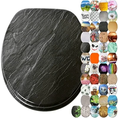 Image of Sanilo Soft Close Toilet Seat, Wide Choice of New Seats, Stable Hinges, Easy to Mount (Granite)