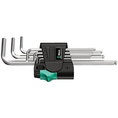 Image of Wera 05022181001 Hex Plus Key Set 950 PKL/7 SM N High Torque with Ball end, Metric Long Chrome Plate, 1.5 mm 6 mm, 7 Piece
