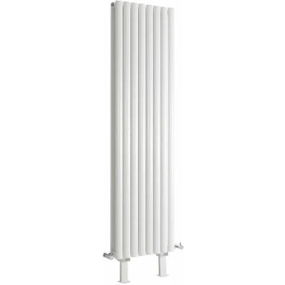 Image of Milano Aruba White Vertical Double Oval Panel Radiator Feet 1600mm x 472mm