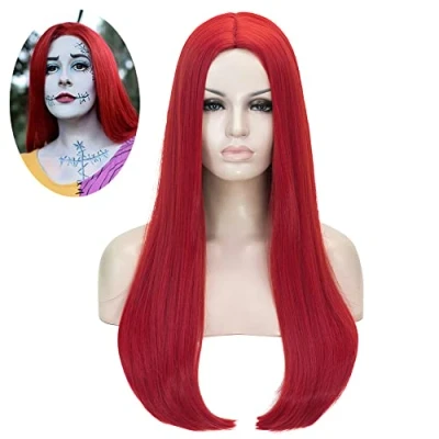 Image of Long Women Straight Red Synthetic Cosplay Wig For Women, ATAYOU Halloween Costume