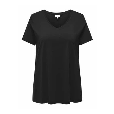 Image of ONLY CARMAKOMA Women&#039;s Carbonnie Life S/S V A Shape Tee Noos T Shirt, Black, 26 28 Plus