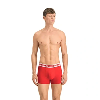 Image of PUMA Men&#039;s Boxer, Red/Black, XL (Pack of 2)