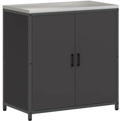Image of vidaXL Kitchen Storage Cabinet with Shelf Door Black Steel