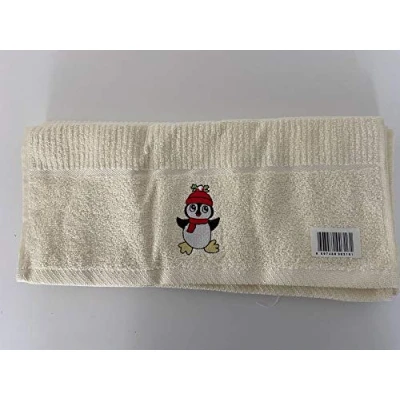 Image of Christmas Penguin 100% Cotton Three Pack Kitchen Tea Towels in Cream for The Festive Season