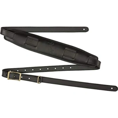 Image of Fender® Mustang® Vintage Saddle Strap Guitar Leather Black