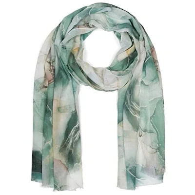 Image of styleBREAKER Ladies scarf with elegant marble pattern and short fringes, light in pastel colours, stole 01016219, Colour:Blue