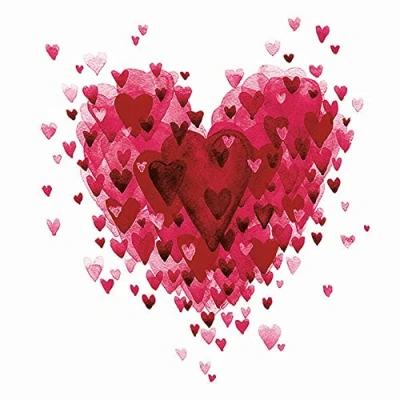 Image of 20 Napkins Hearts Over Heart Table Decoration Decoupage Napkin Technology 33 x cm