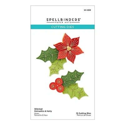 Image of Stitched Poinsettia &amp; Holly Etched Dies from The Christmas Collection