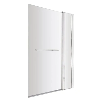 Image of 6mm Toughened Safety Glass Reversible Straight Shower Bath Screen with Fixed Panel and Rail Chrome