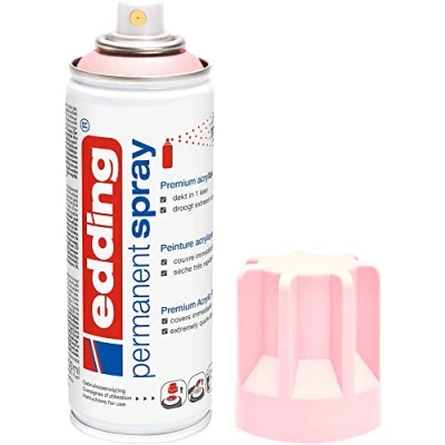 Image of edding 5200 permanent spray pastel rose matt 200 ml acrylic paint for painting and decorating glass, metal, wood, ceramic, plastic, canvas aerosol spray,