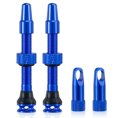 Image of 2PCS Bike Tubeless Presta Valve Stem, Blue, Integrated Core Removal Tool(44 mm)