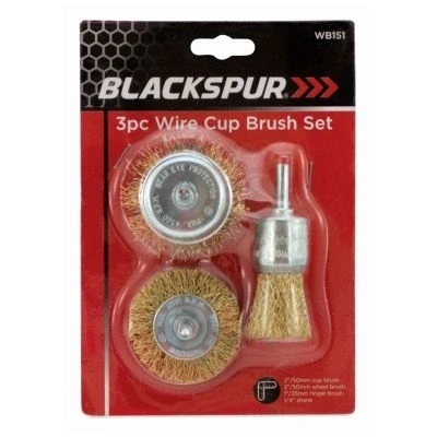 Image of 3pc Brass Plated Wire Cup Brush Set By Blackspur