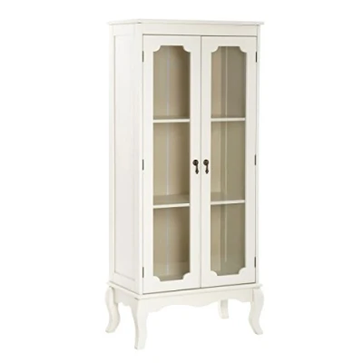 Image of Premier Housewares Marcella Cabinet with 2 Glass Doors Ivory