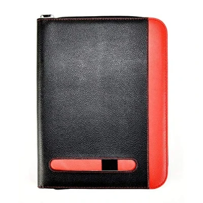 Image of A4 Zipped Conference Folder Business Faux Leather Document Case Bag Portfolio Black
