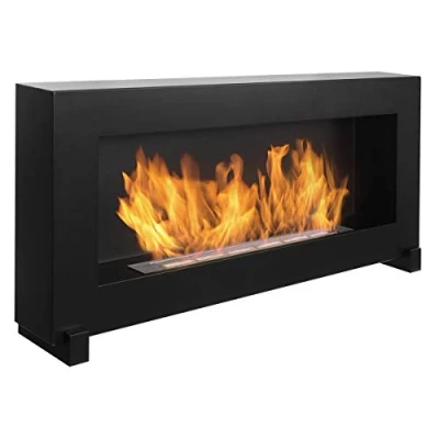 Image of A free standing bio fireplace box 90 x 40 cm. 900 400 mm black bioethanol can also be hung on the wall without glass.