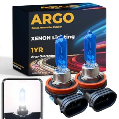 Image of Argo H9 Bulb 100w Xenon White 6000k 12V High Low Dipped Main Beam 709 Headlight PGJ19 5 Car Van Super Bright Halogen Upgrade Front Fog Light Headlamp Bulbs