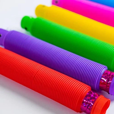 Image of Toyseum 12 x Light Up Pop Tubes, Fun Sensory Toys for Kids Party Favours, Goody Bag Fillers Kids, Fidget Boys Girls Fillers, Pack of (6 Unique Colours)