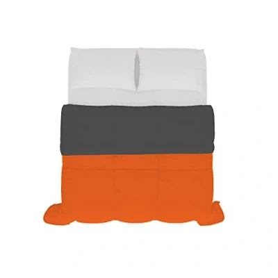 Image of Italian Bed Linen SOGNI E CAPRICCI Two Tone Summer Duvet, Orange/Dark Grey 250 x 200 cm