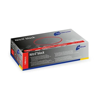 Image of Meditrade Nitril® Black Nitrile Examination Gloves Powder Free, Latex Multi Use Protective Exam Size Small 100pcs