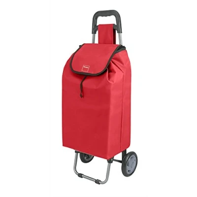Image of Metaltex Daphne Shopping Trolley with 2 Wheels, Metal, 120 x 60 6 cm 120x60x6 red